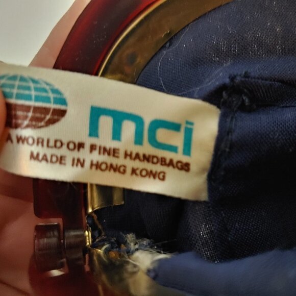 Vintage Lucite Clutch MCM Handbag Blue Mesh Snap Handle Lined MCI - Picture 2 of 4